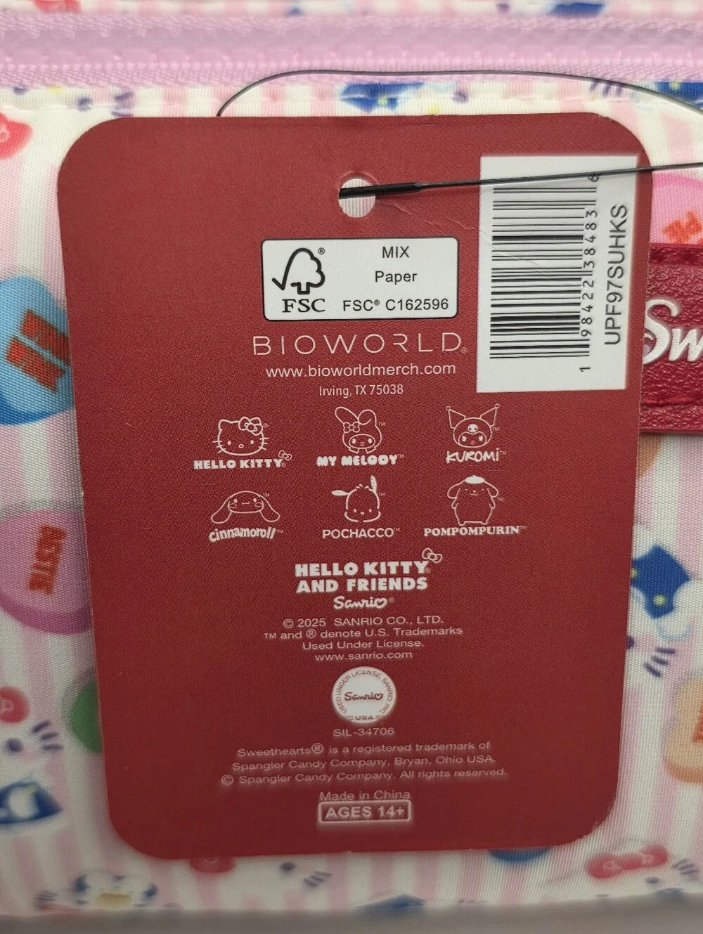 Hello Kitty Sanrio × Sweethearts Bioworld Limited Edition Candy Heart Makeup Bag